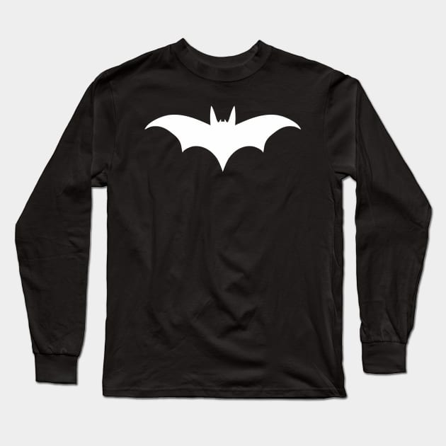 Bat silhouette (white print) Long Sleeve T-Shirt by aceofspace